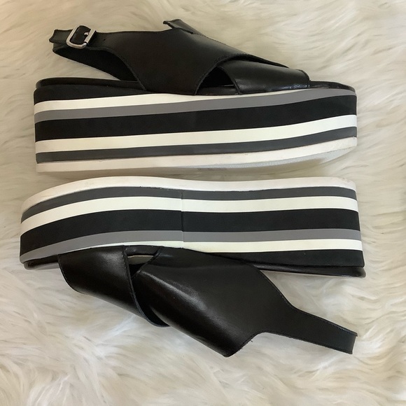 Formentini Black Leather Wedge Sandals Sz-10 - Picture 3 of 7